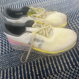 White and Pink Men’s On Running Shoes